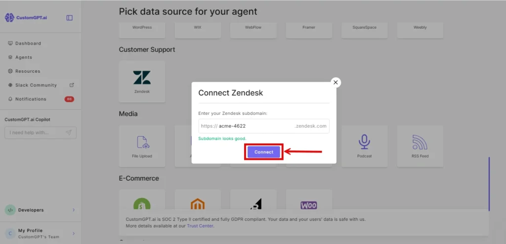 connect zendesk