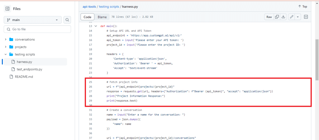 Fetch Project Information