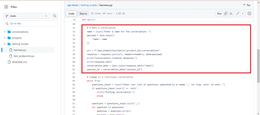 Create Conversation within the Project