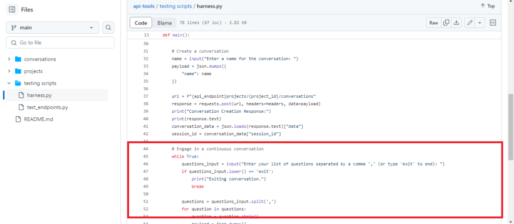 Continuous Conversation Loop: Asking a list of questions