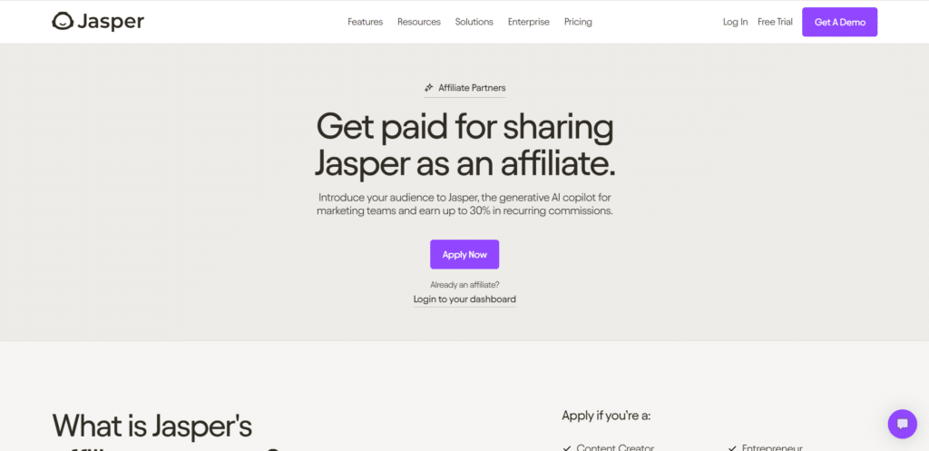 jasper affiliate program