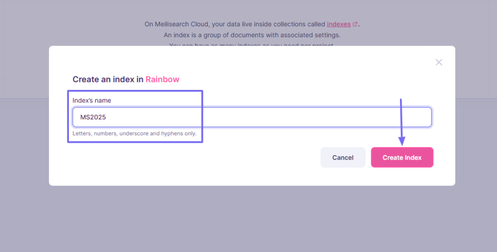 add index name on enterprise search software