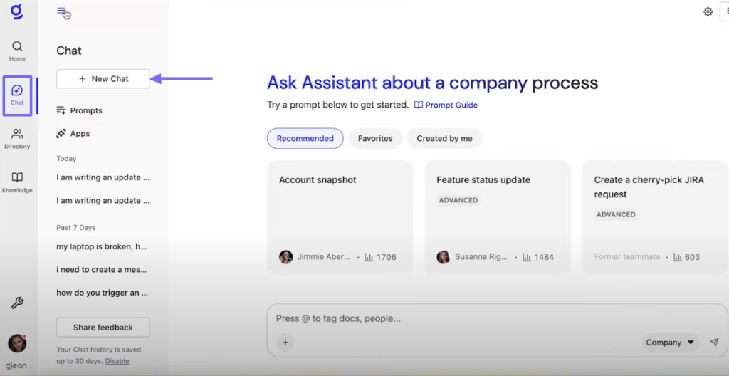 chat feature on enterprise search software