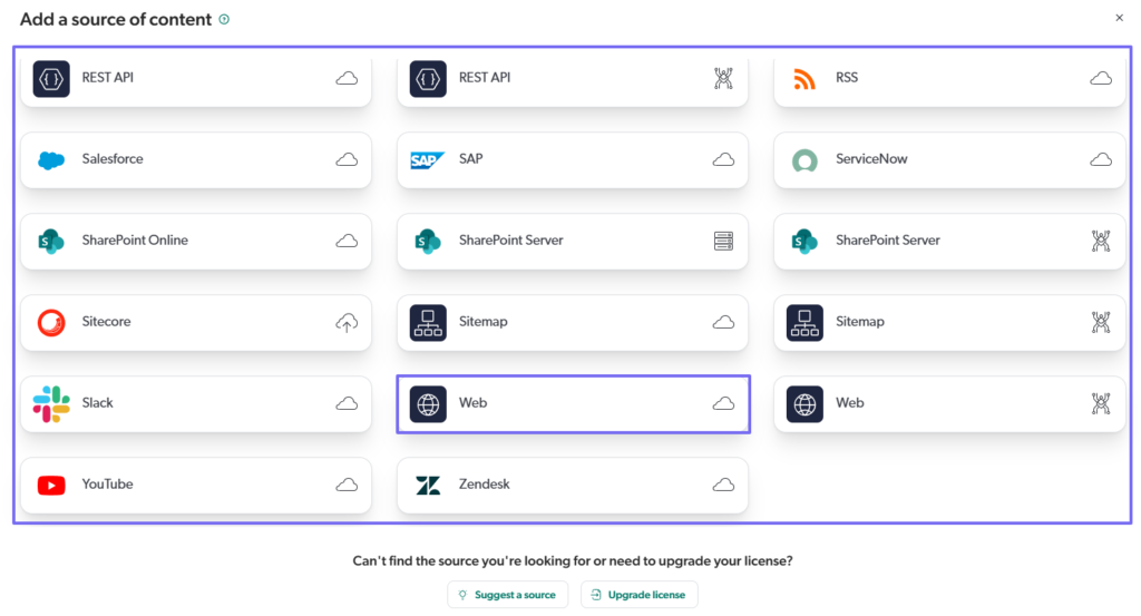 enterprise search software source of content list