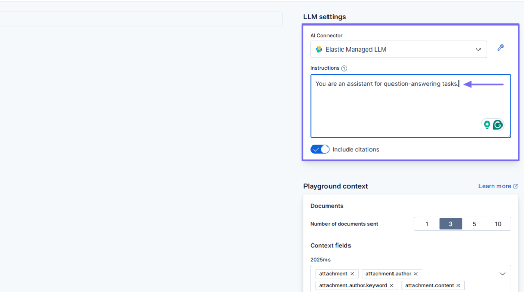 llm settings on enterprise search software