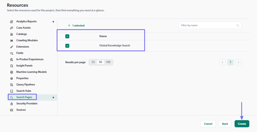 select resource for project