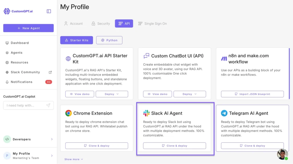 slack ai agent deployment with customgpt