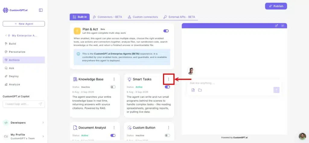 Turn on Smart Tasks