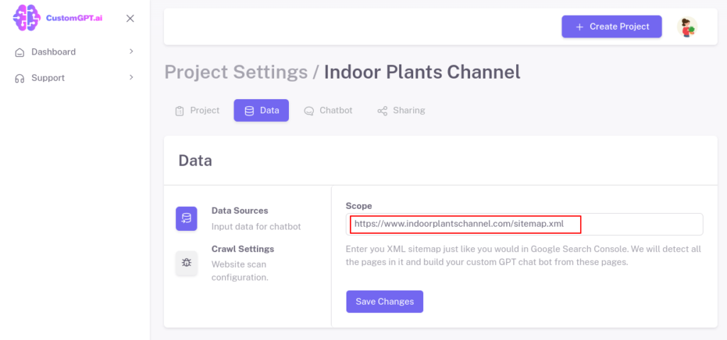 Building CustomGPT Using Your Sitemap