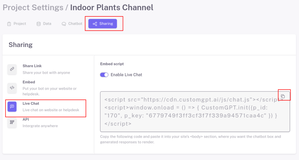 CustomGPT Livechat Widget