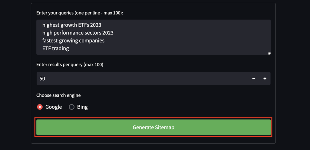 Generate Sitemap from google results