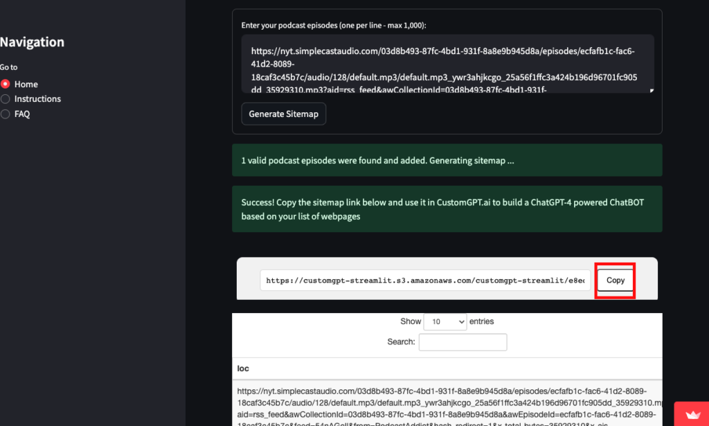 copy generated sitemap