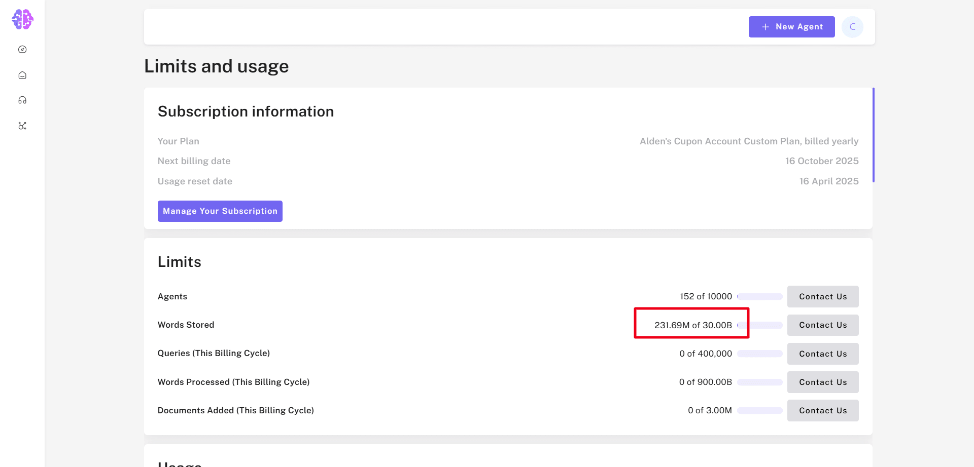 Limits & Usage- CustomGPT