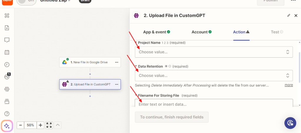 upload file in customgpt