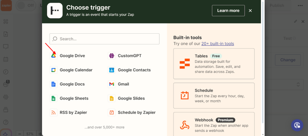 choose trigger app