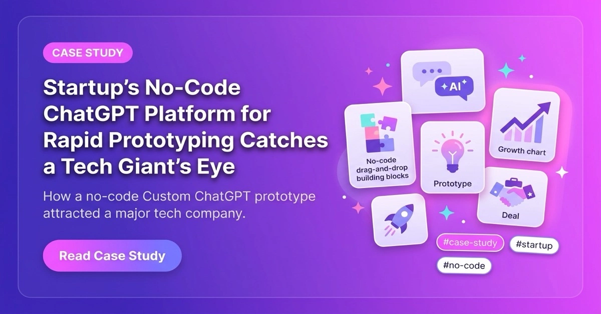 Startup case study using no code Custom ChatGPT platform for rapid AI prototyping