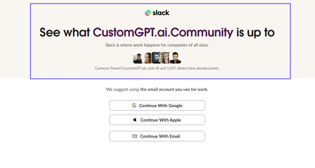 Best customGPT Slack community join page