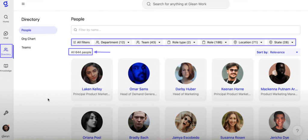 Best enterprise AI people directory showing emploee profiles