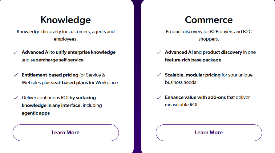 Comparison of knowledge and commerce AI solutions