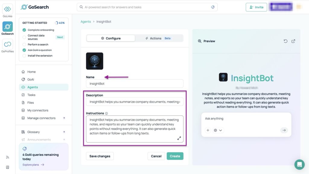 Configuration name and description fields