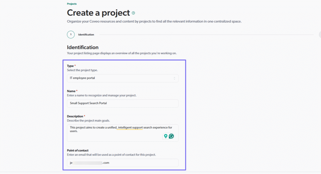 Create new project in best enterprise software