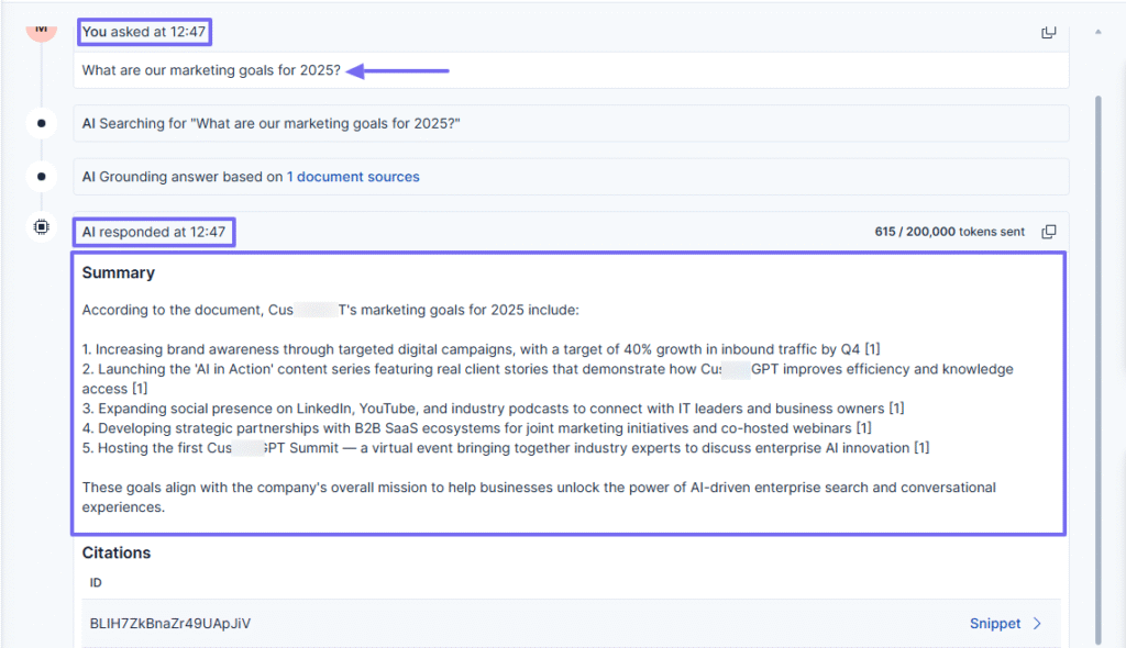 Elastic playground displaying summarized