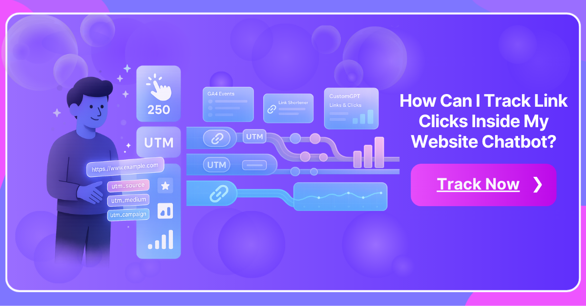 How can I track link clicks inside my website chatbot