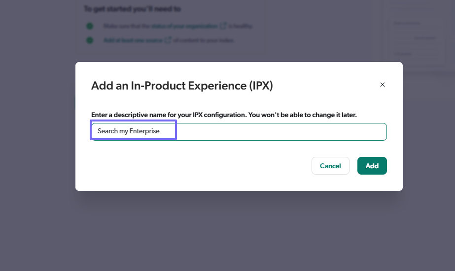 Field to name new in-product experience
