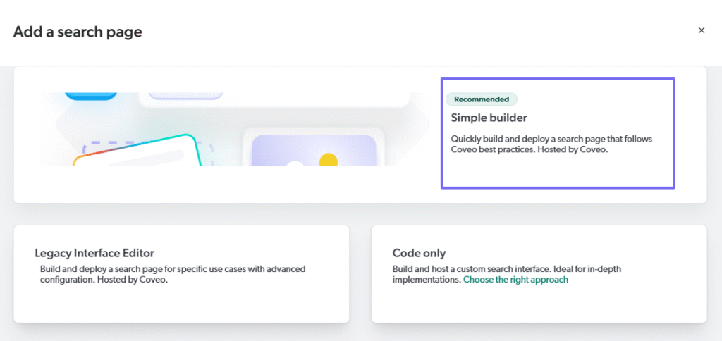 Recommended simple builder option for new search page