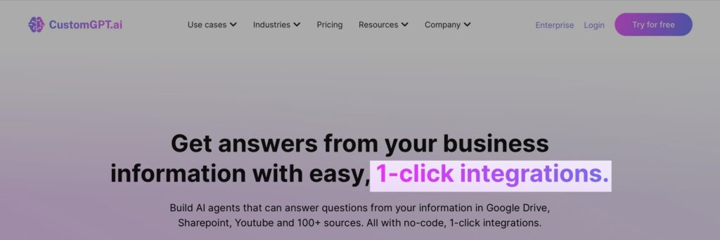 Website banner promoting easy integrations for business information