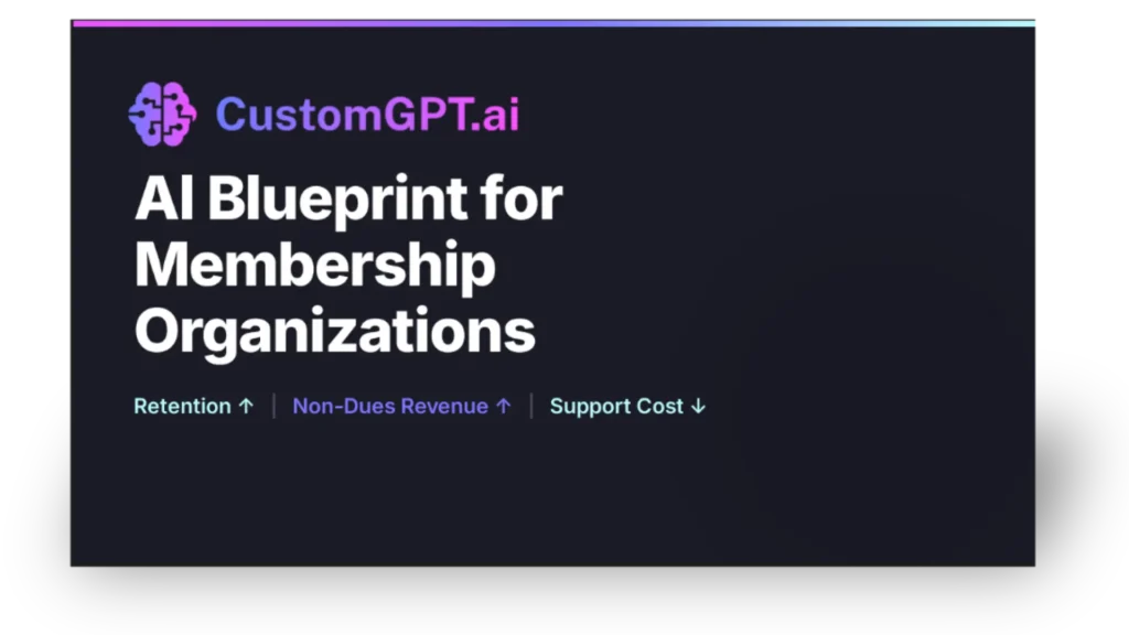 Image of the front cover of CustomGPT.ai's AI Blueprint for Membership Organizations Slidedeck