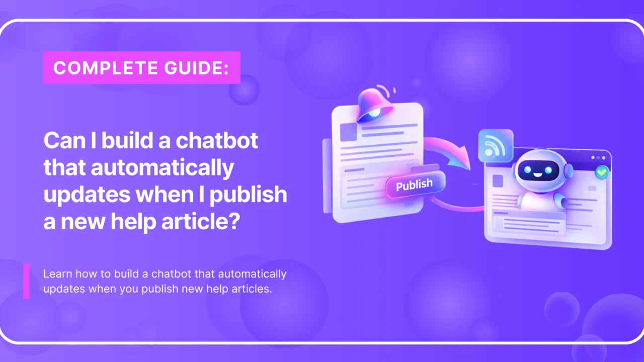 Illustration of an AI chatbot updating answers when a new help article is published.