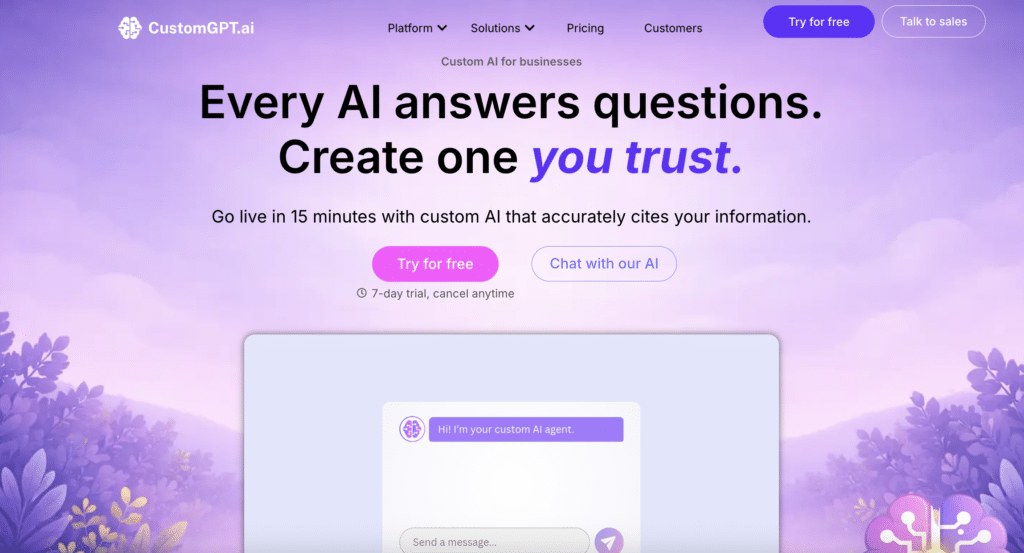 CustomGPT.ai Custom GPTs From Your Content For Business
