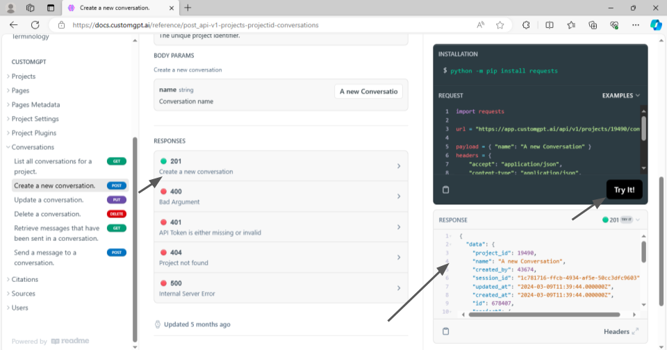 customgpt api for conversations rehosted 2