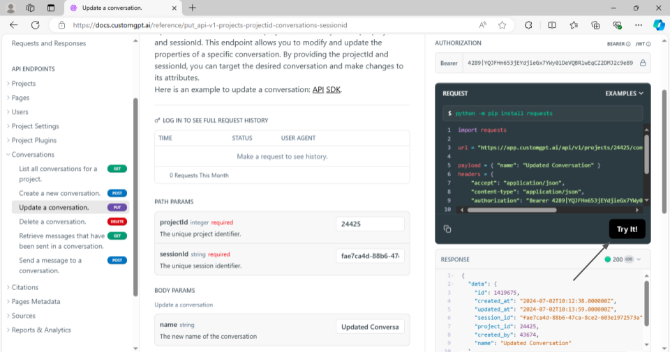 customgpt api for conversations rehosted 5