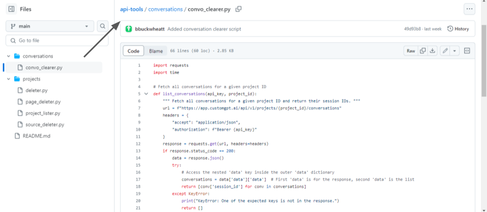 customgpt api managing projects rehosted 5