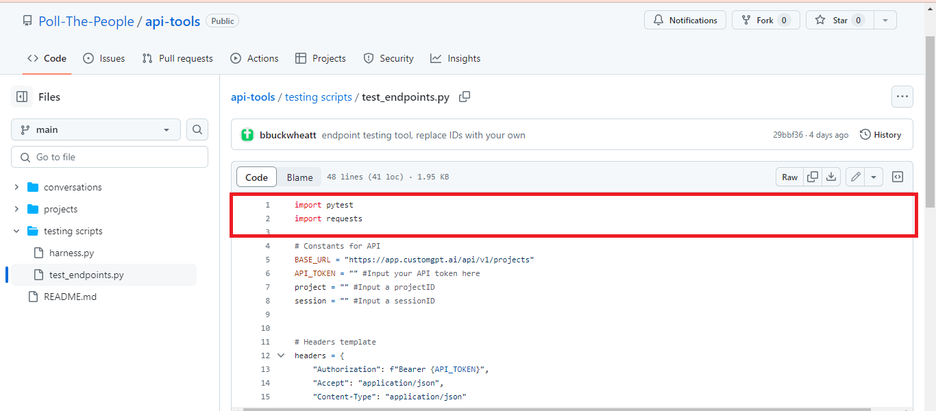 customgpt api test harness for endpoint availability rehosted 1