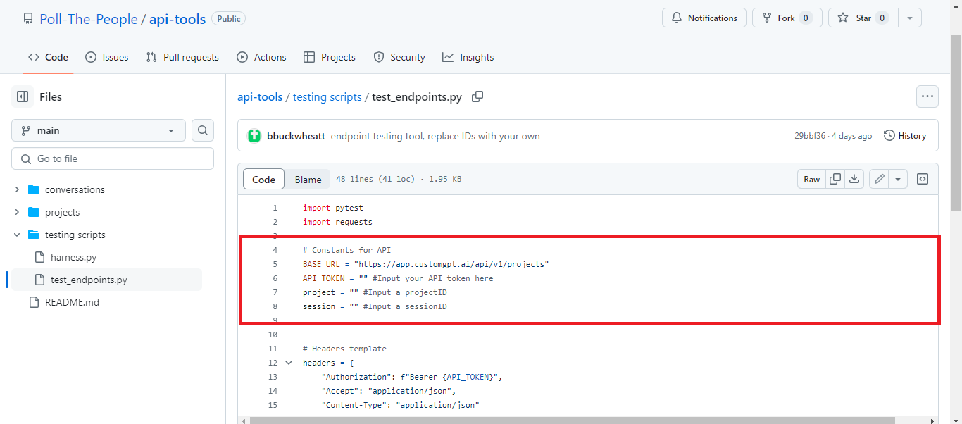 customgpt api test harness for endpoint availability rehosted 2