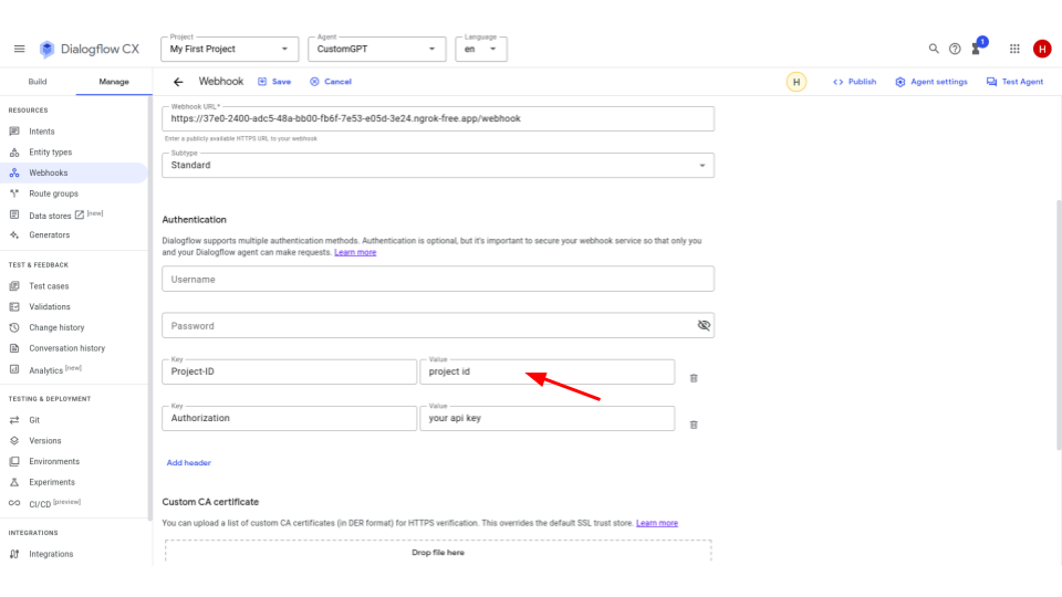customgpt dialogflow integration rehosted 1