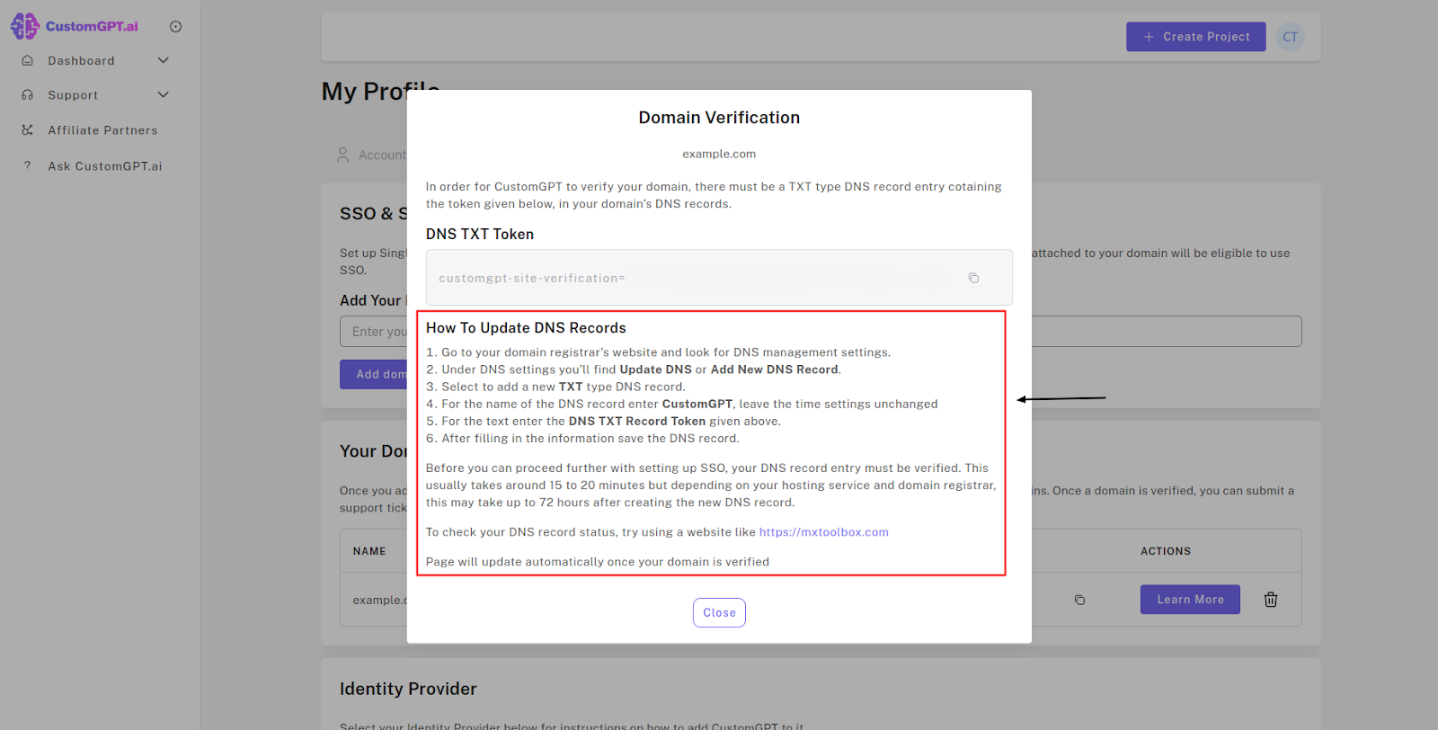Instruction To update DNS Records