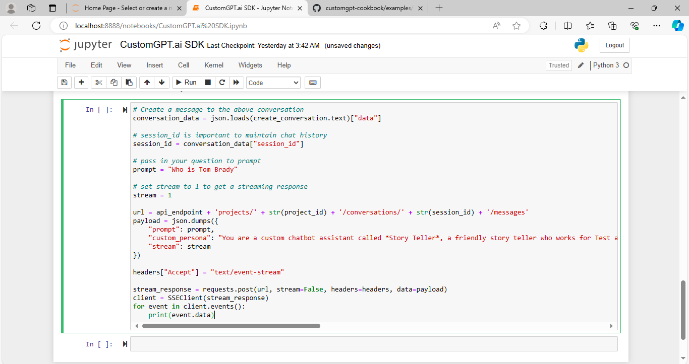 streaming text using api and sdk rehosted 5