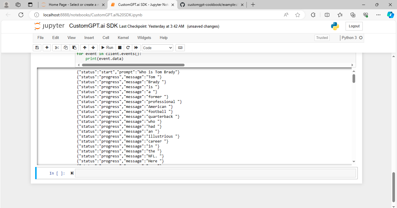 streaming text using api and sdk rehosted 6