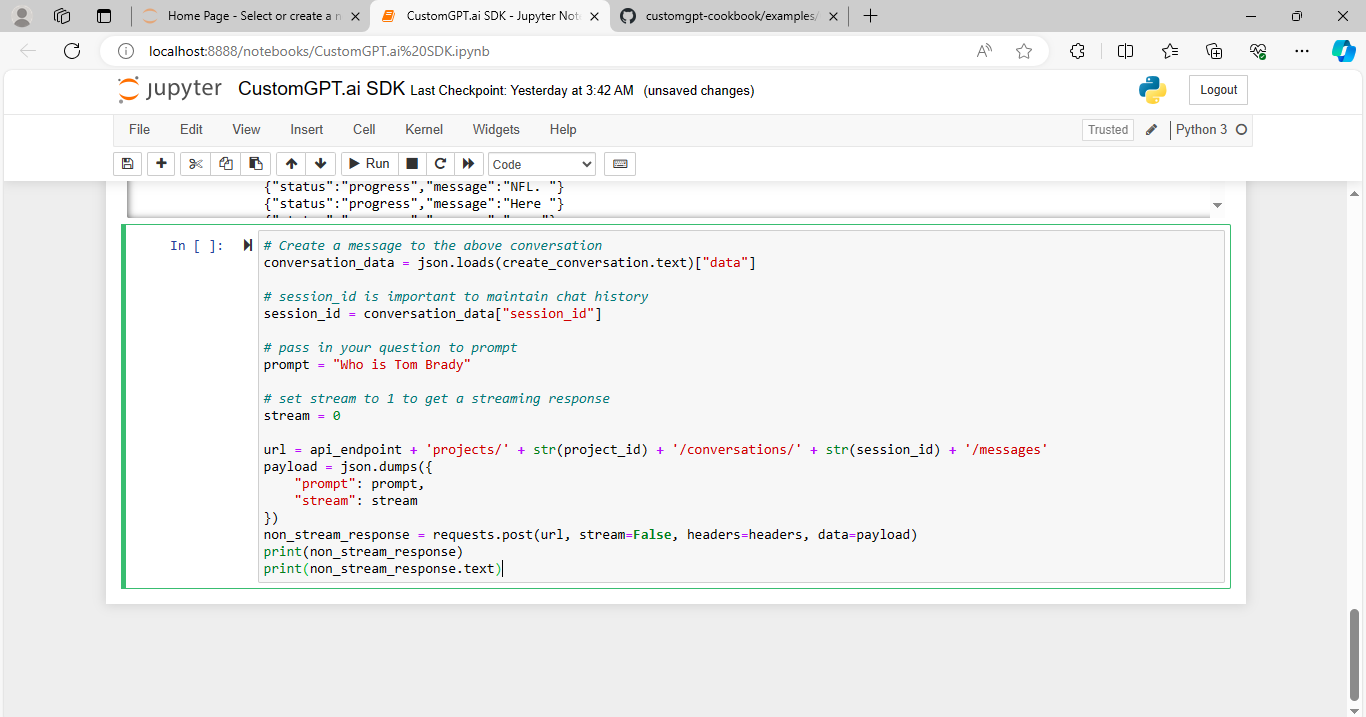 streaming text using api and sdk rehosted 7