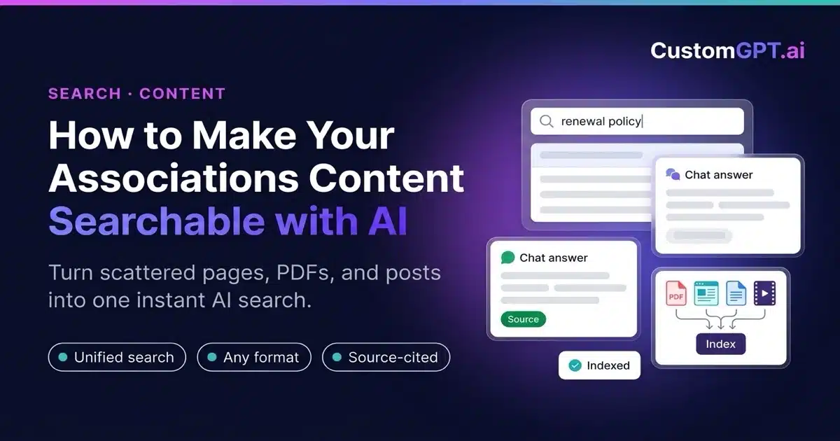 make association content searchable AI
