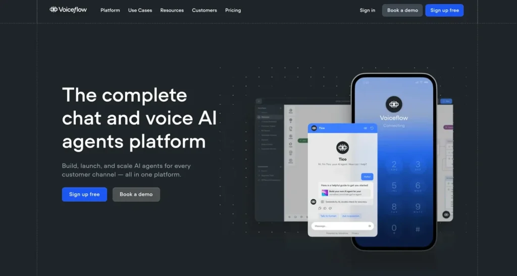 The Voiceflow website.