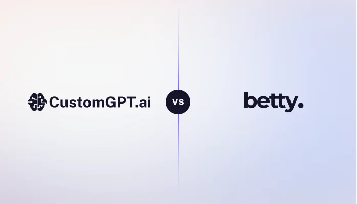 The CustomGPT.ai logo beside the Betty logo, separated by "vs".
