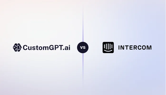 The CustomGPT.ai logo beside the Intercom logo, separated by "vs".
