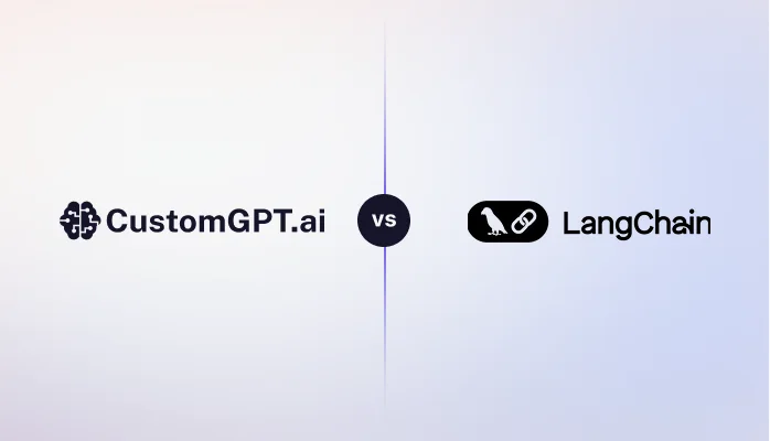 The CustomGPT.ai logo beside the LangChain logo, separated by "vs".