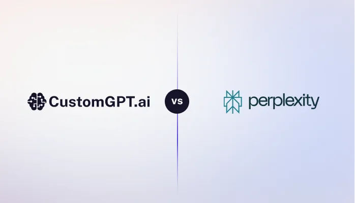 The CustomGPT.ai logo beside the Perplexity logo, separated by "vs".
