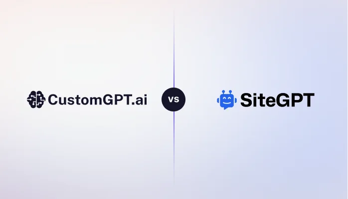 The CustomGPT.ai logo beside the SiteGPT logo, separated by "vs".